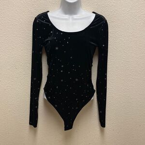 Wild Fable Starry Velvet Bodysuit Small